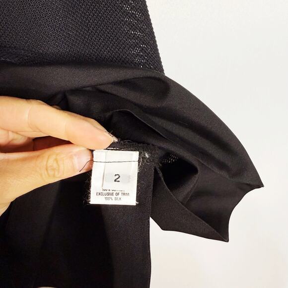 Loeffler Randall Womens 2 Black Mesh Racerback Tank Top Mixed Media Cotton Silk - Picture 7 of 8